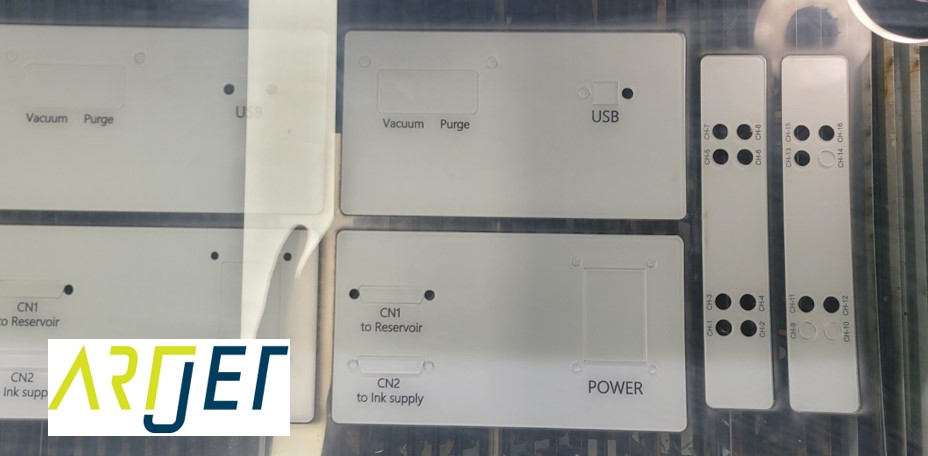 UV프린터 레이저로 장비 버튼 이름표 만들기