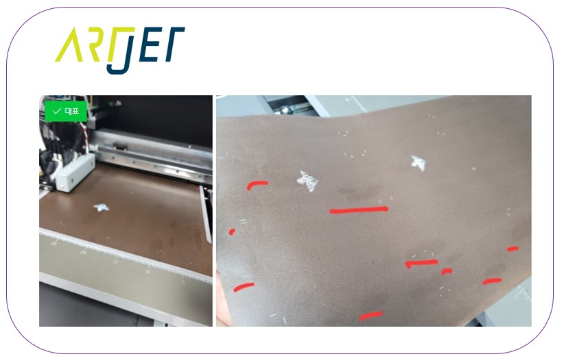 Why do stains appear when printing on leather